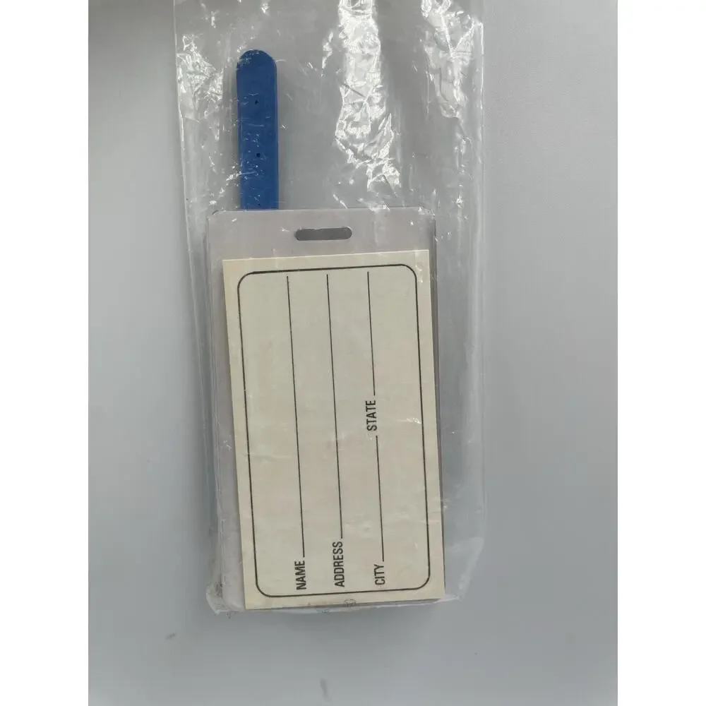 Vintage 1983 Disney Luggage Tag Walt Productions Travel Co Mickey Blue Strap NOS